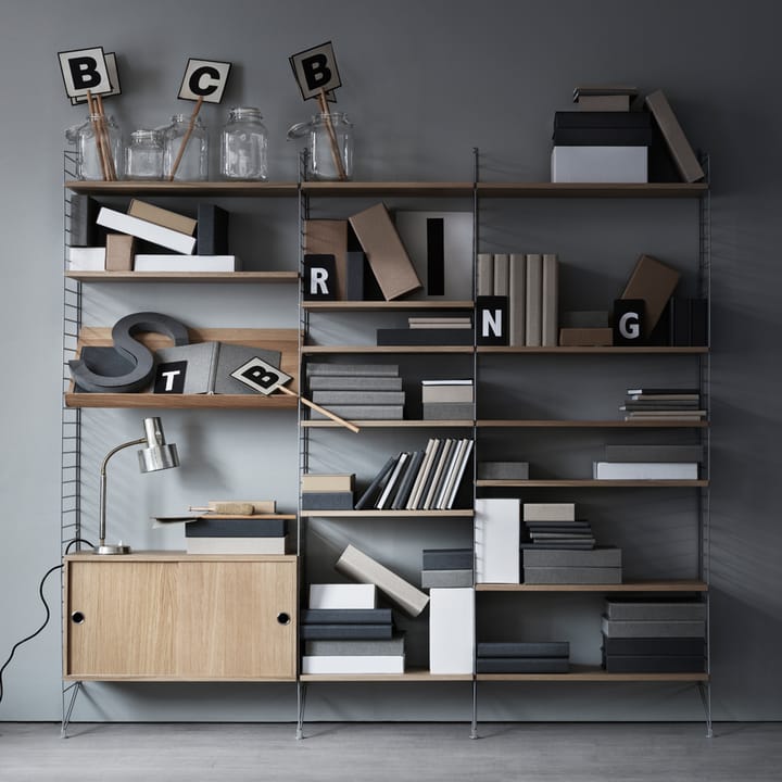 String magazine shelf wood, Walnut, 58x30 cm String